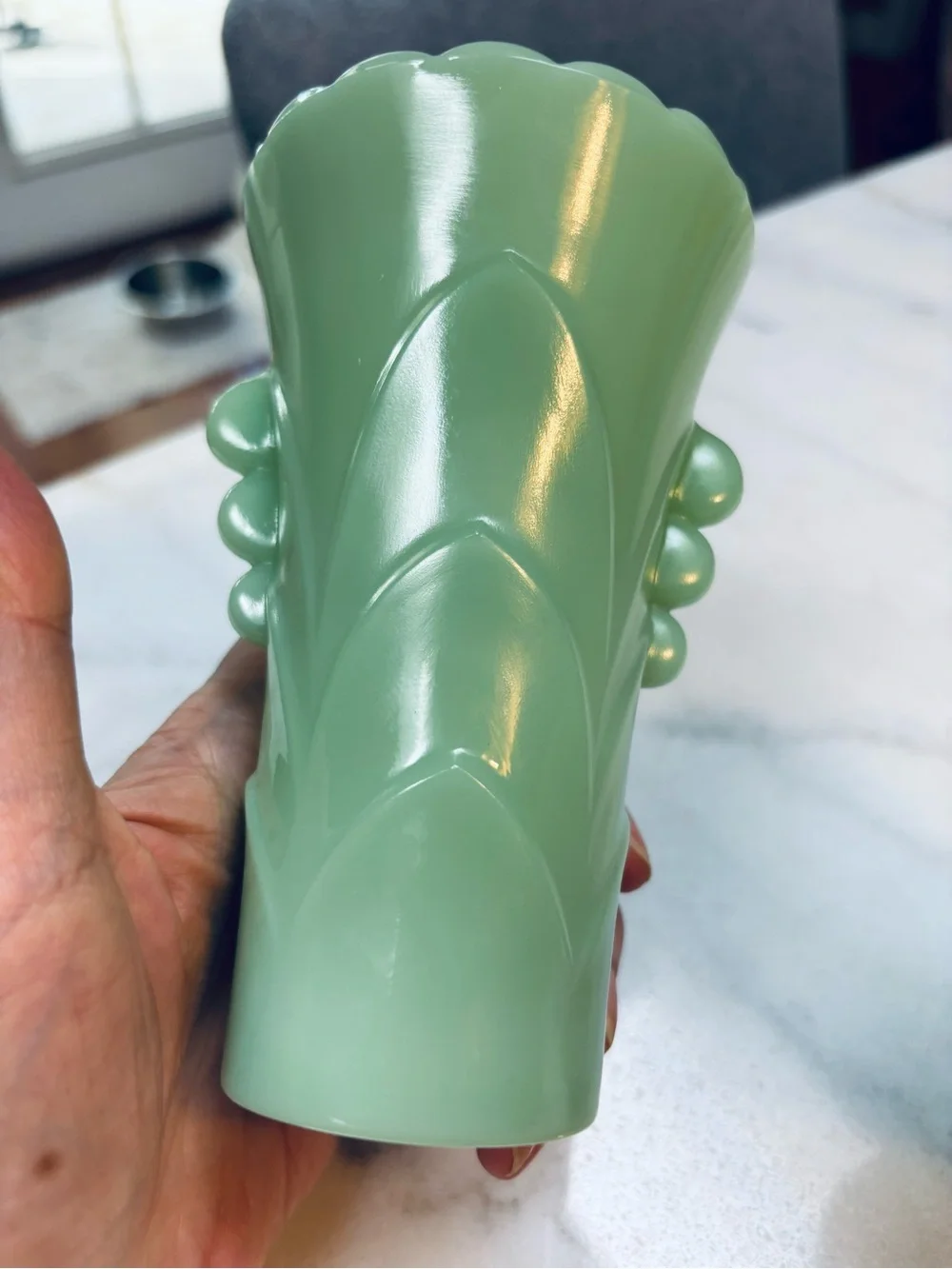 Fire King Jade Green Scalloped Bud Vases - Pair